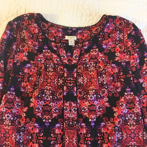J. Crew Floral Popover Peasant Blouse Boho - M - Picture 3 of 7